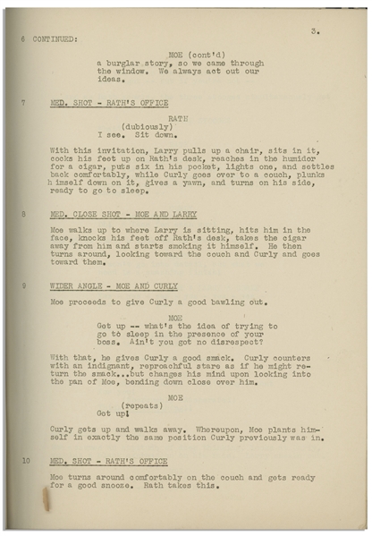 Moe Howard's 29pp. ''Final'' Script Dated October 1935 for The Three Stooges Film ''Movie Maniacs'' -- With Annotations in Moe's Hand & 15pp. of ''Additional Scenes'' -- Very Good Condition